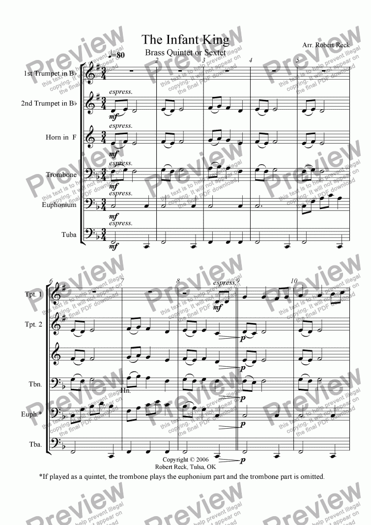 page one of The Infant King (Brass Quintet, Sextet, or Choir