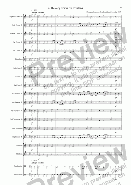 page one of BRASS BAND - French Chansons mvt. 4 - Revecy venir du printans