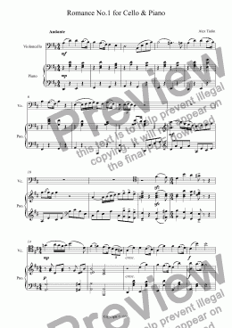 page one of Romance No.1 for Cello & Piano