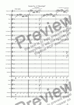 page one of Moonlight Sonata - 3rd Movement (C Minor) - Orchestra with Clarinet and Bass Clarinet Duet