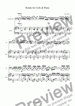 page one of Rondo for Cello & Piano