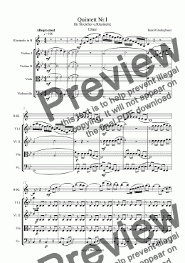 page one of Quintett f.Streicher und Klarinette 1.Satz