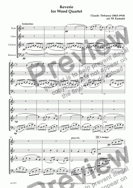 page one of Reverie for Wood Quartet