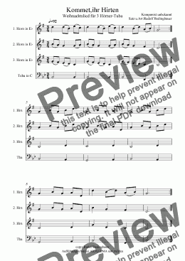page one of Kommet ihr Hirten (3 Hörner-Tuba)
