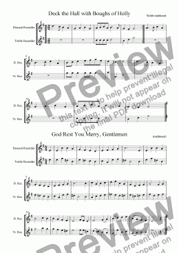 page one of 11 Famous Carols for two Instruments,  Descant and Treble Version