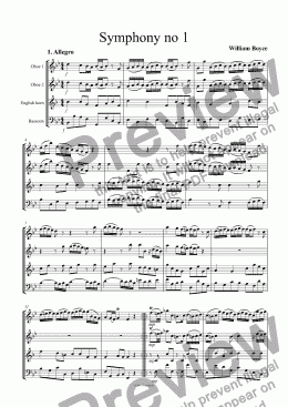 page one of Boyce - Allegro from symphony no 1