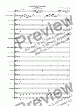 page one of Moonlight Sonata - 3rd Movement (C# Minor) - Wind Band with Clarinet and Bass Clarinet Duet