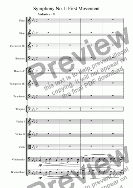 page one of Symphony No.1 in C minor, Op.11: I. Andante - Allegro moderato