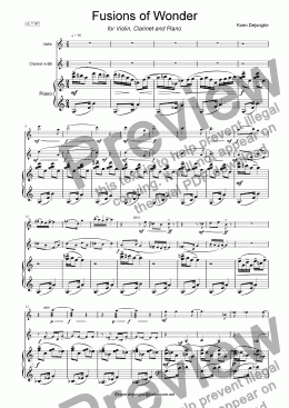 page one of "Fusions of Wonder" for Clarinet, Violin and Piano