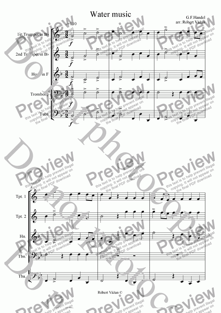 page one of Water music