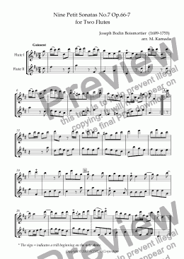 page one of Nine Petit Sonatas No.7 Op.66-7 for Two Flutes