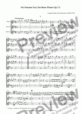 page one of Six Sonatas No.2 for Three Flutes Op.7-2