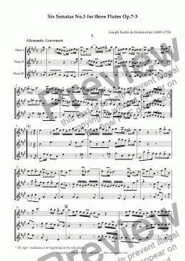 page one of Six Sonatas No.3 for Three Flutes Op.7-3