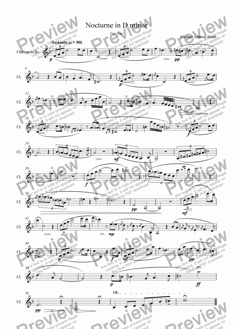 page one of Nocturne in D minor