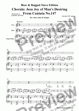 page one of Chorale: Jesu joy of Man's Desiring for voice, oboe & organ