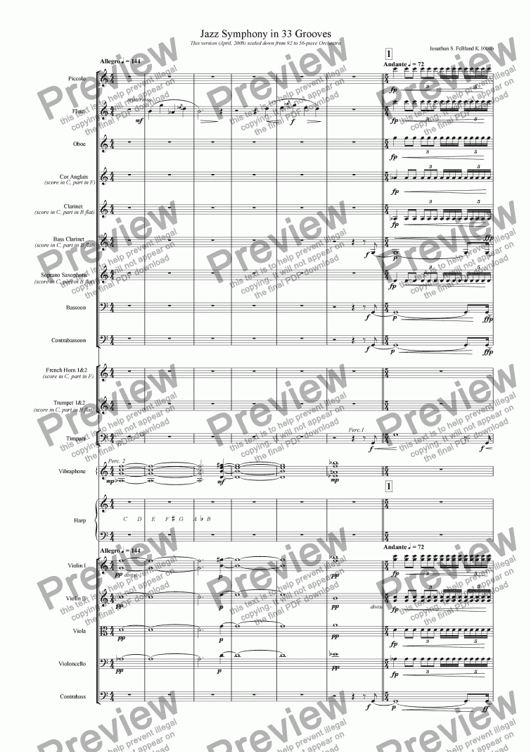 page one of Jazz Symphony in 33 Grooves