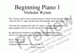 page one of Beginning Piano Book 1