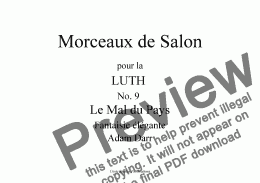 page one of Morceaux de Salon No. 9  Le Mal du Pays