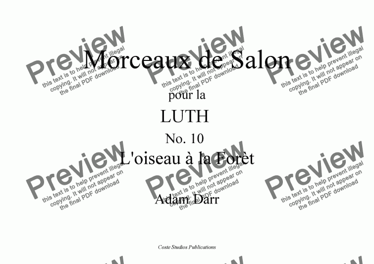 page one of Morceaux de Salon No. 10 L'oiseau à la Forèt