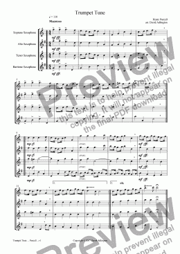 page one of Trumpet Tune by Purcell - arranged for Saxophone Quartet