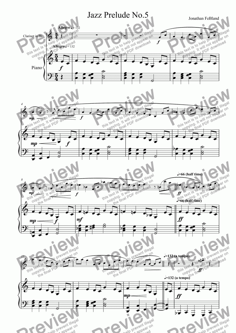 page one of Jazz Prelude No.5