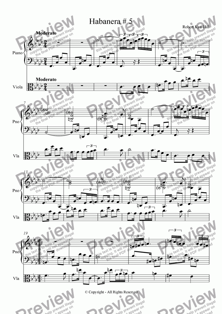 page one of Habanera # 5 [Piano, Viola]