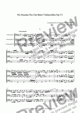 page one of Six Sonatas No.1 for Three Violoncellos Op.7-1