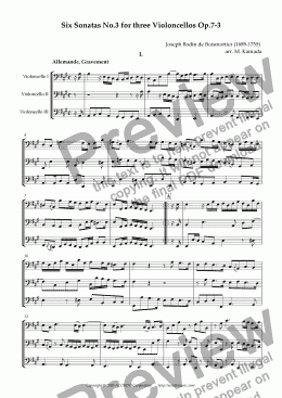 page one of Six Sonatas No.3 for Three Violoncellos Op.7-3