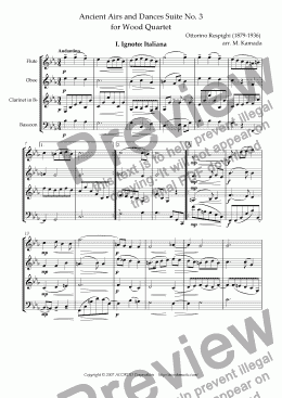 page one of Ancient Airs and Dances Suite No.3 for Wood Quartet