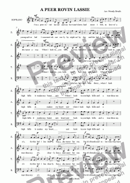 page one of A peer rovin' lassie (SATB)