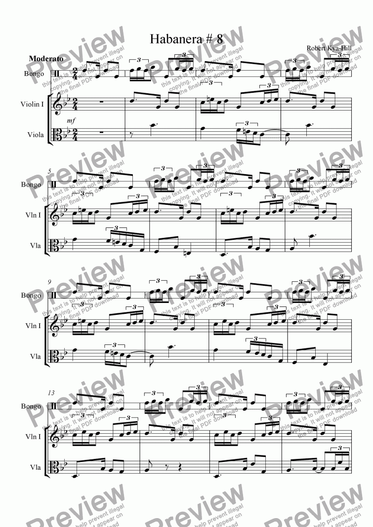 page one of Habanera # 8 [Bongo, Violin, Viola]