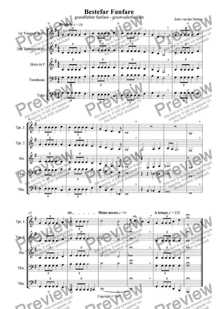 page one of Bestefar Fanfare (Grandfather Fanfare)