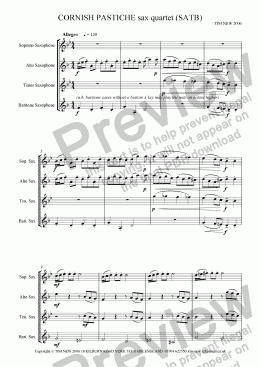 page one of CORNISH PASTICHE sax quartet (SATB)
