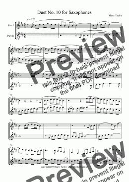 page one of Duet No. 10 for Saxophones