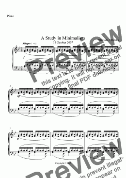 page one of A Study in Minimalism (Piano reduction)