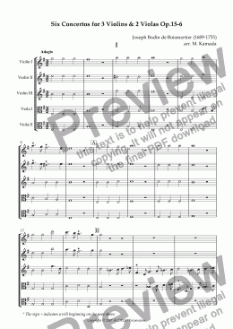 page one of Six Concertos No.6 for three Violins & two Violas Op.15-6
