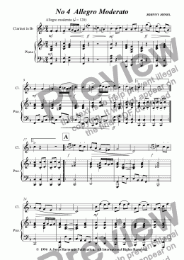 page one of Petite Suite for Clarinet   No 4  Allegro Moderato