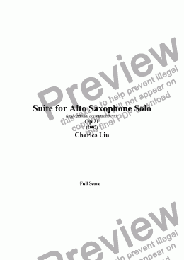 page one of Suite for Alto Saxophone Solo, Op.21