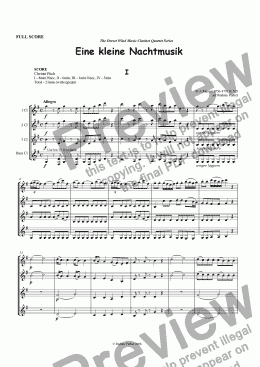 page one of Eine kleine Nachtmusik arr for Clarinet Quartet