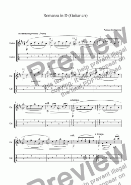 page one of Romanza in D guitar+tab arr.