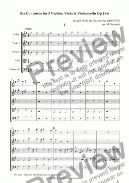page one of Six Concertos No.6 for three Violins, Viola & Violoncello Op.15-6
