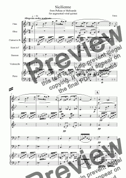 page one of Sicilienne for augmented wind quintet