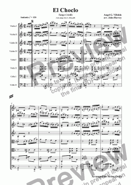 page one of El Choclo Tango (String Octet)
