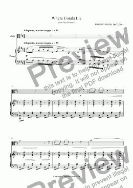 page one of ’Where Corals Lie’ for viola & piano