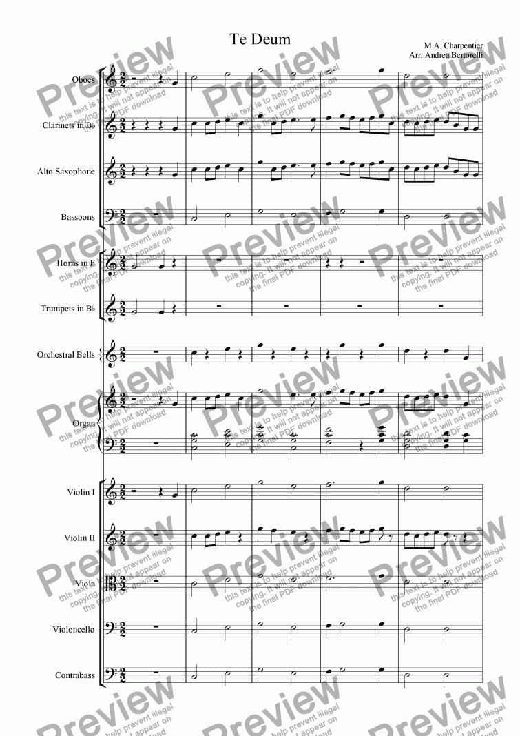 page one of Te deum (prelude)
