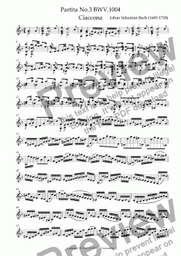 page one of Partita No.3 BWV.1004 Ciaccona for Violin Solo -Urtext-