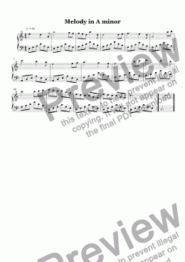 page one of Melody in A minor