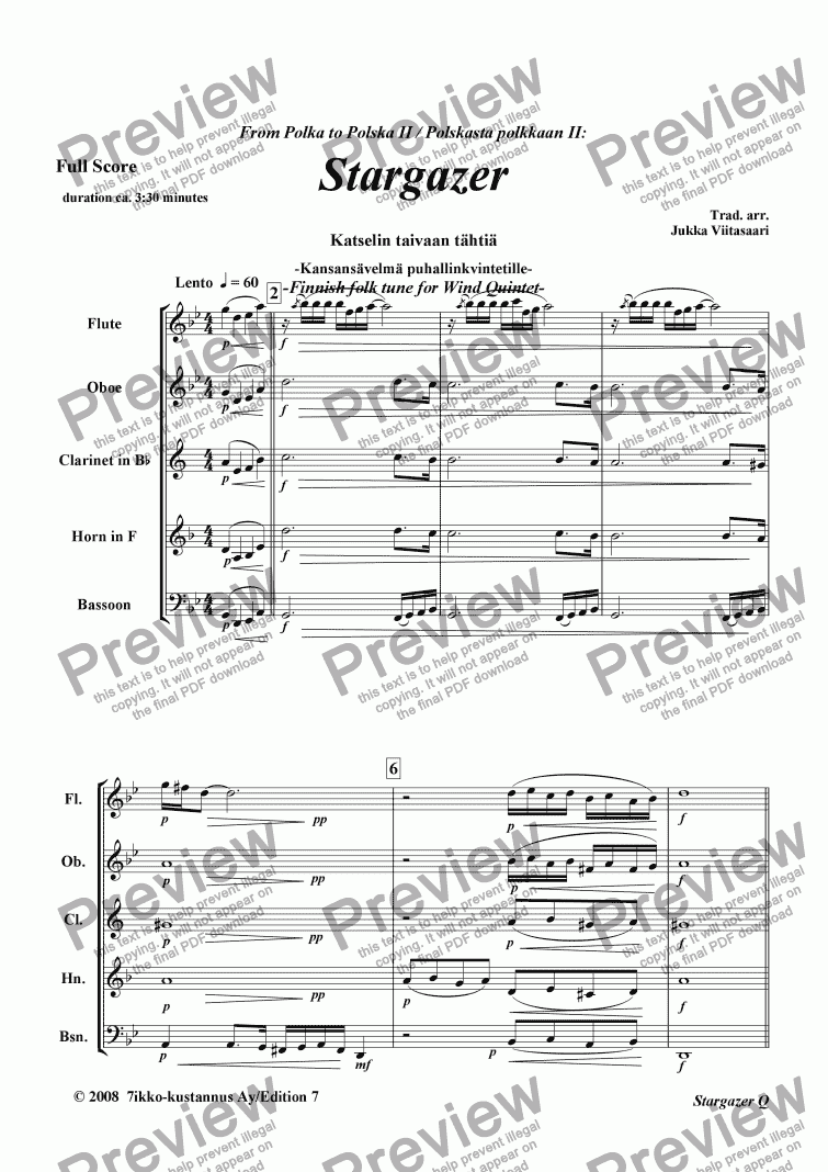 page one of Stargazer (Wind Quintet)
