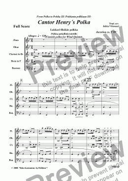 page one of Cantor Henry´s Polka (Wind Quintet)