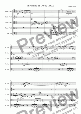 page one of In Nomine a5 (No. 1) for 5 part viol consort